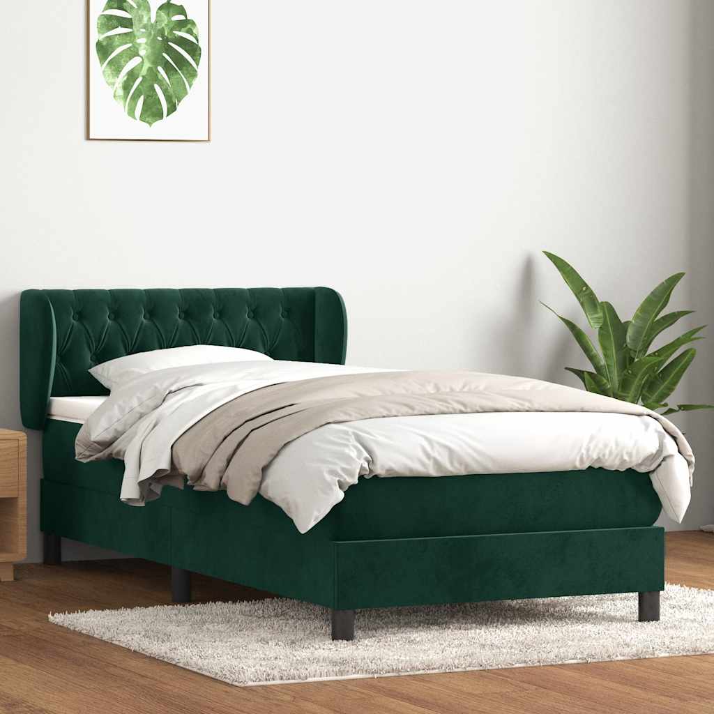 Box Spring krevet s madracem tamnozeleni 80x220 cm baršun