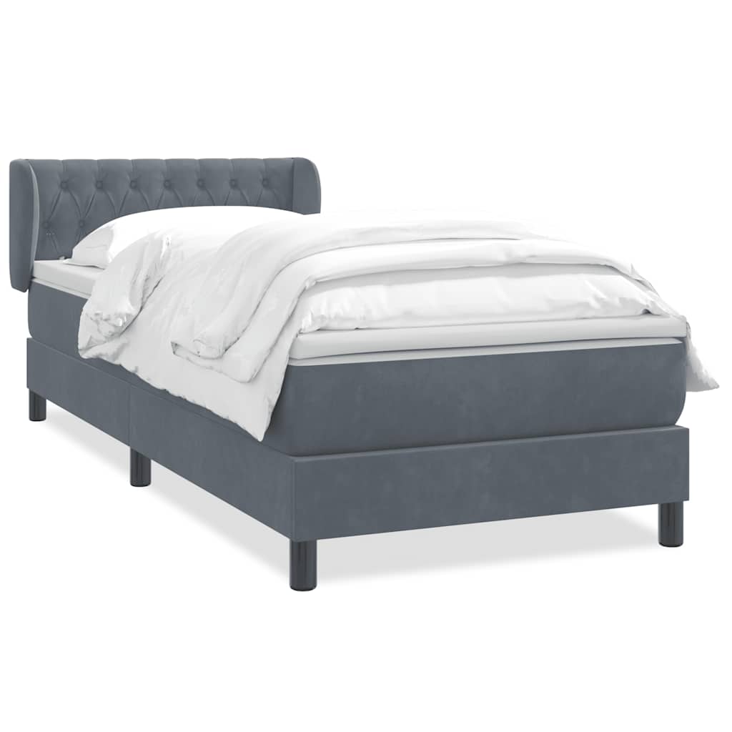 Box spring krevet s madracem tamnosivi 90x220 cm baršunasti