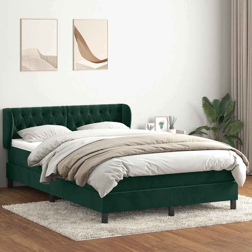 Box Spring krevet s madracem tamno zeleni 160x220 cm baršun