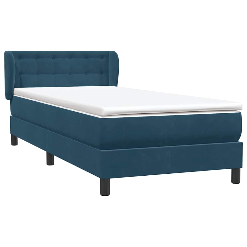 Box Spring krevet s madracem tamnoplavi 80x210 cm baršun