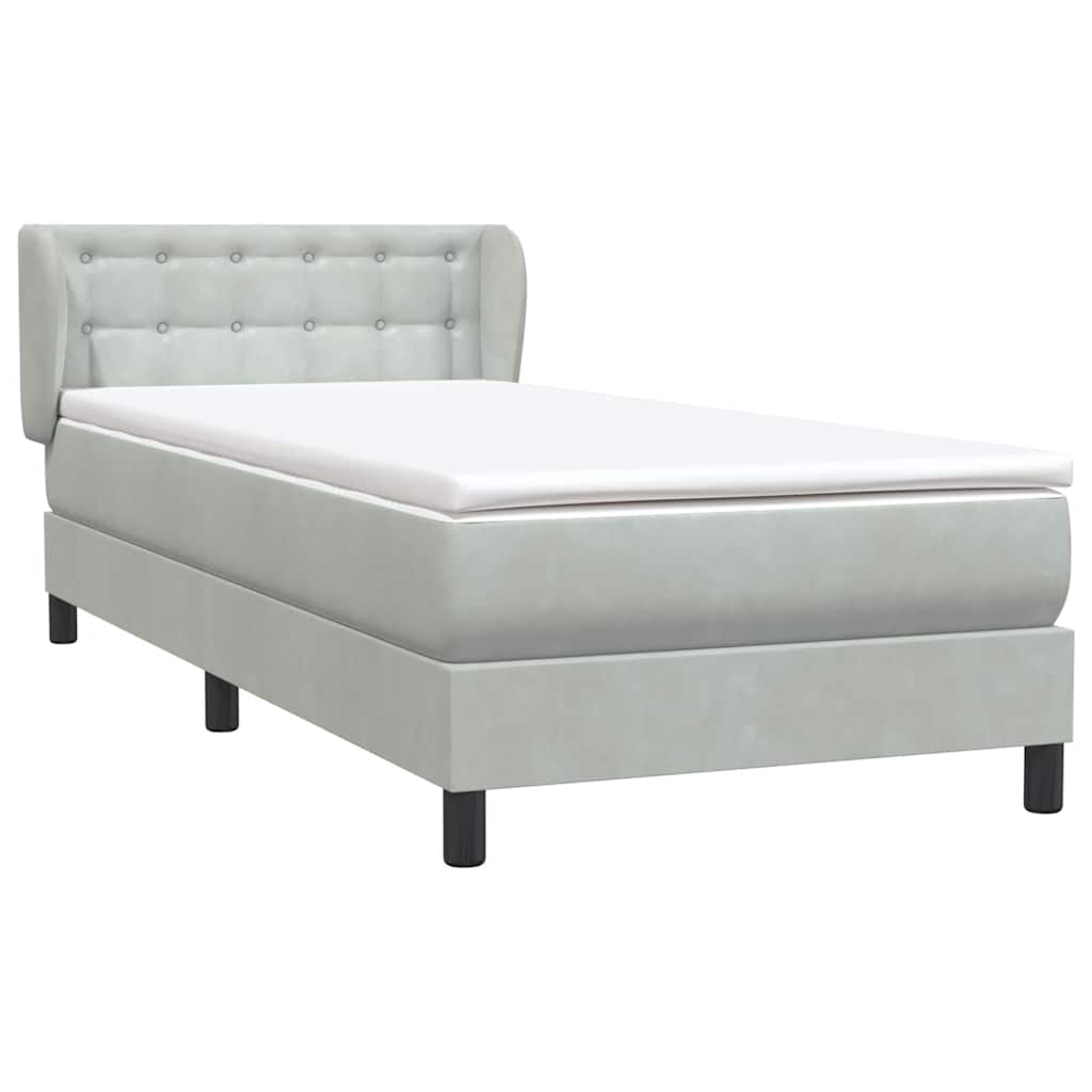 Box Spring krevet s madracem svijetlo sivi 90x210 cm baršun