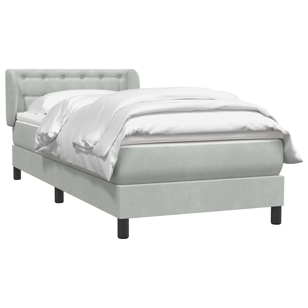 Box Spring krevet s madracem svijetlo sivi 80x220 cm samt