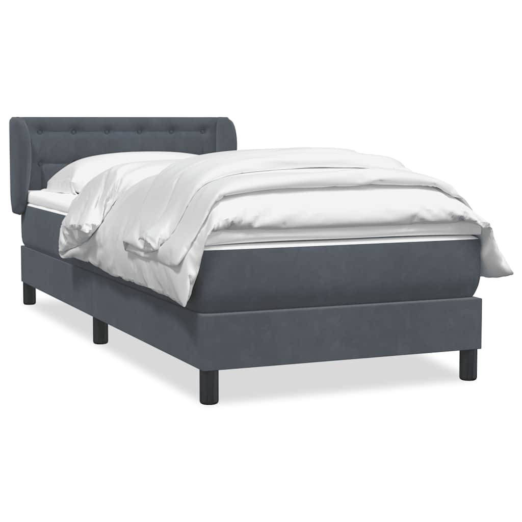 Box spring krevet s madracem tamnosivi 80 x 220 cm baršunasti