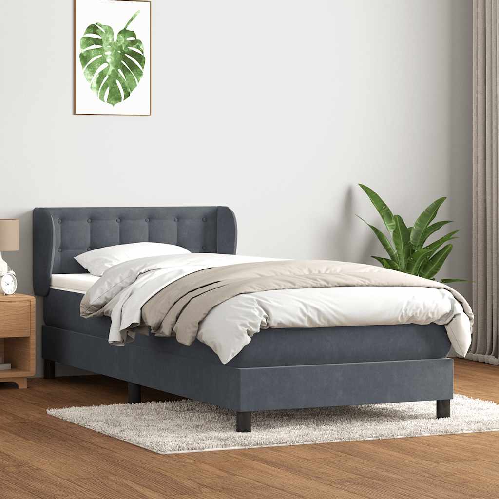 Box spring krevet s madracem tamnosivi 80 x 220 cm baršunasti