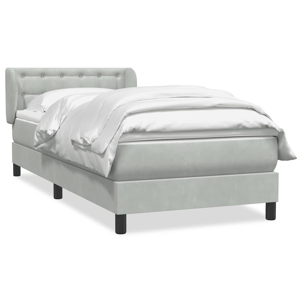 Box Spring krevet s madracem svijetlo sivi 90x220 cm baršun