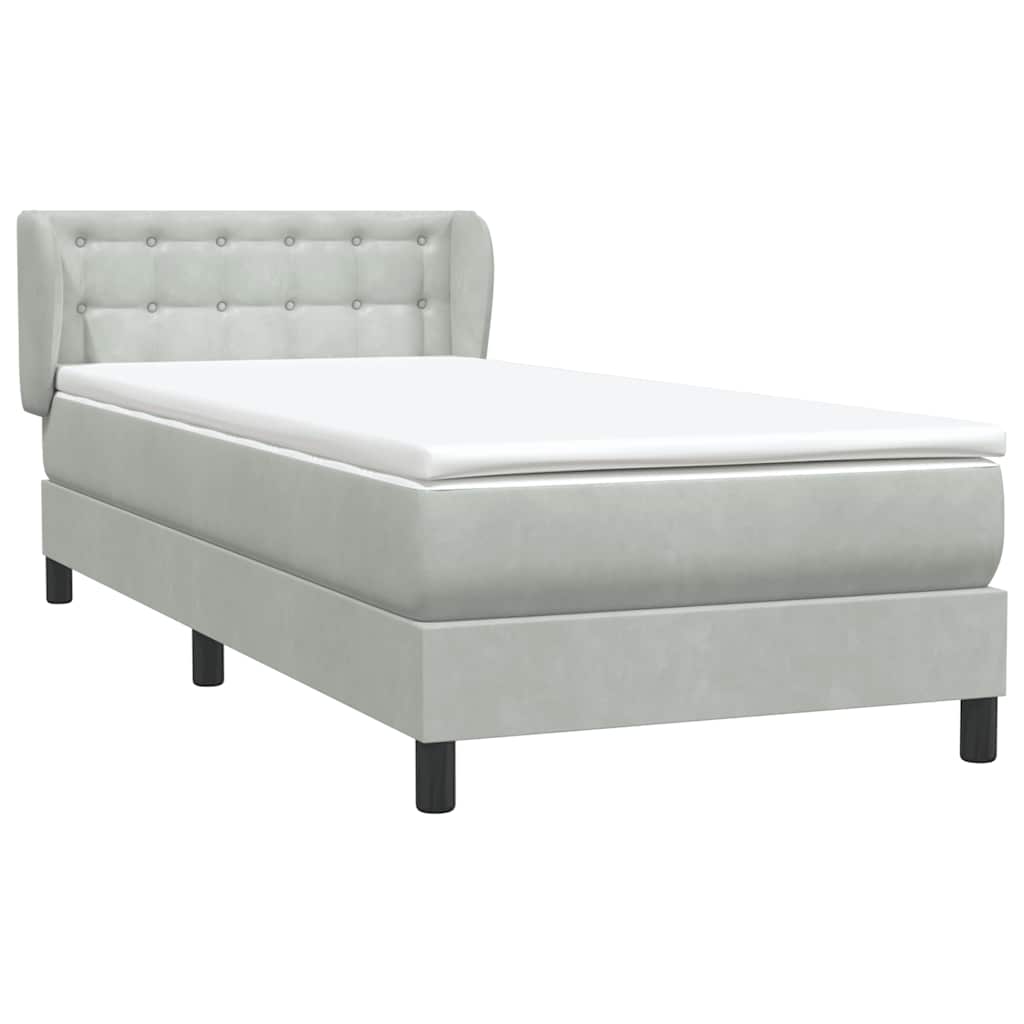 Box Spring krevet s madracem svijetlo sivi 90x220 cm baršun