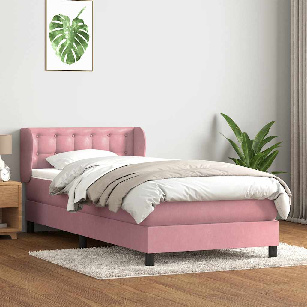 Box spring krevet s madracem ružičasti 90x220 cm baršunasti