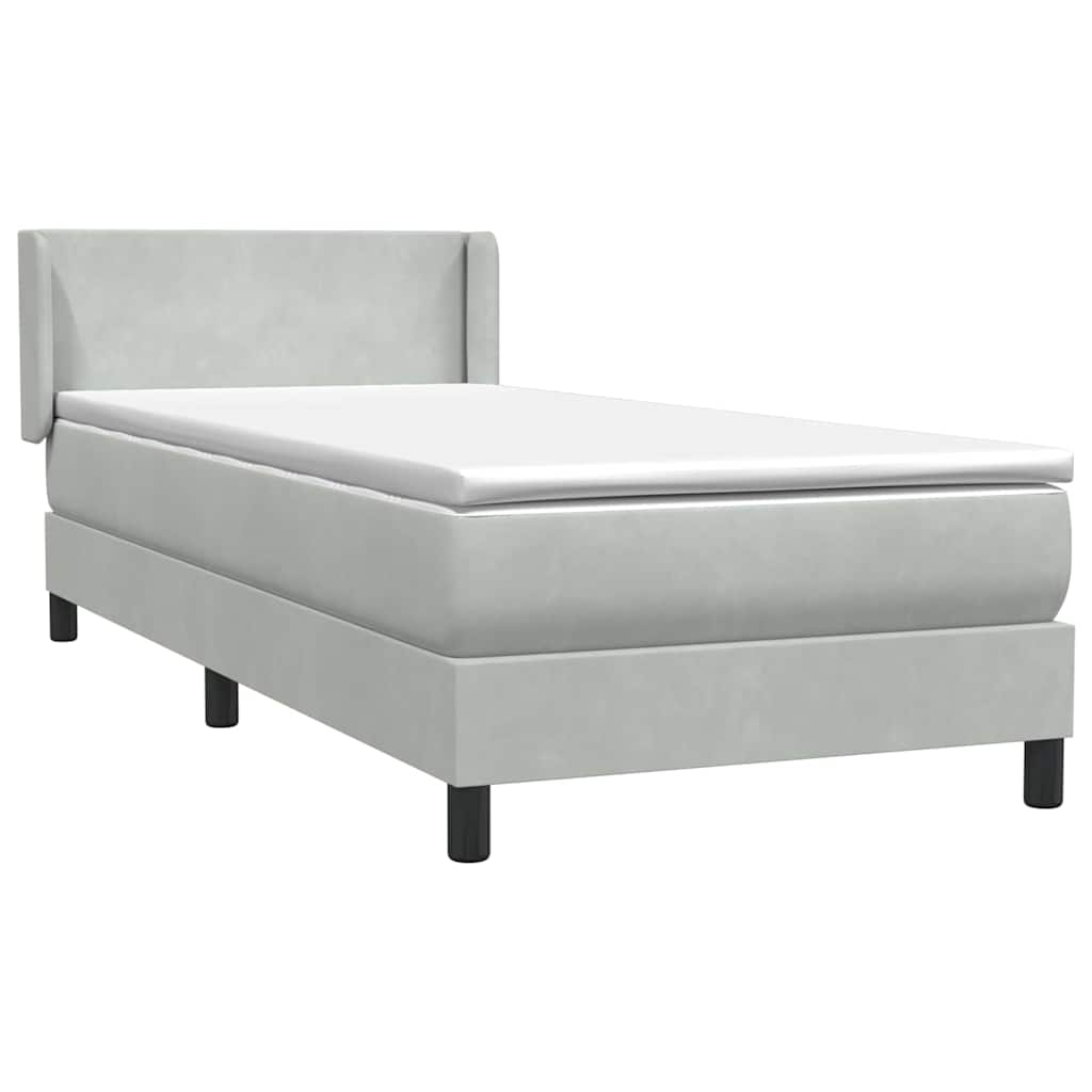 Box Spring krevet s madracem svijetlo sivi 80x210 cm baršun