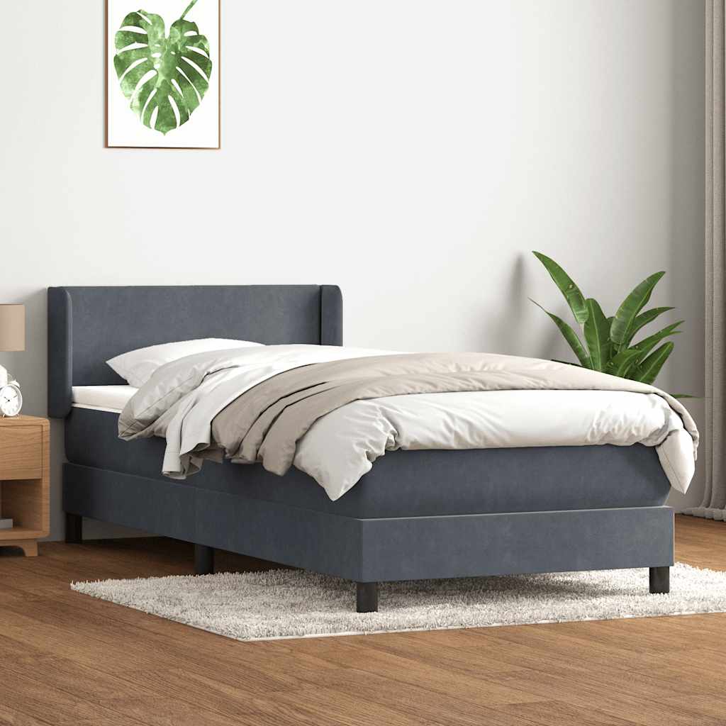 Box Spring krevet s madracem tamno sivi 80x210 cm baršun