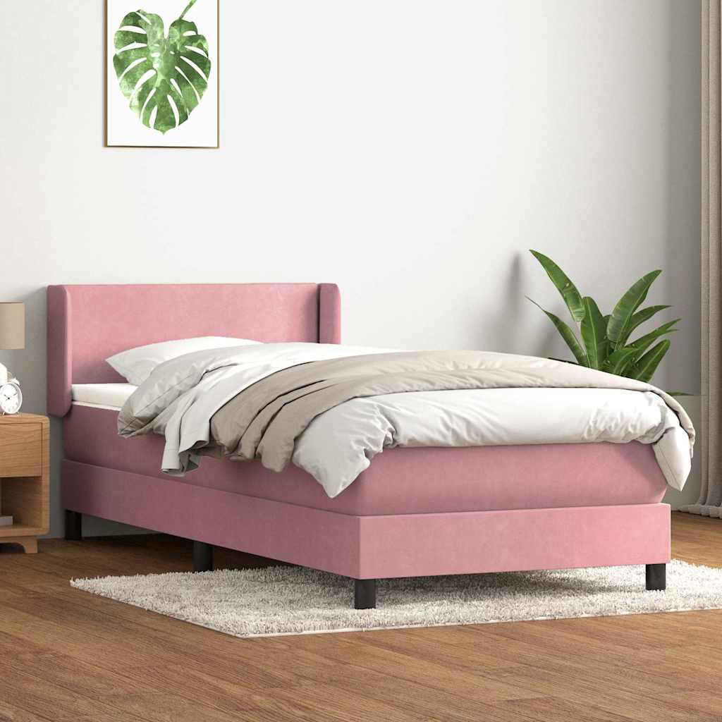 Box Spring krevet s madracem ružičasti 90x210 cm samt