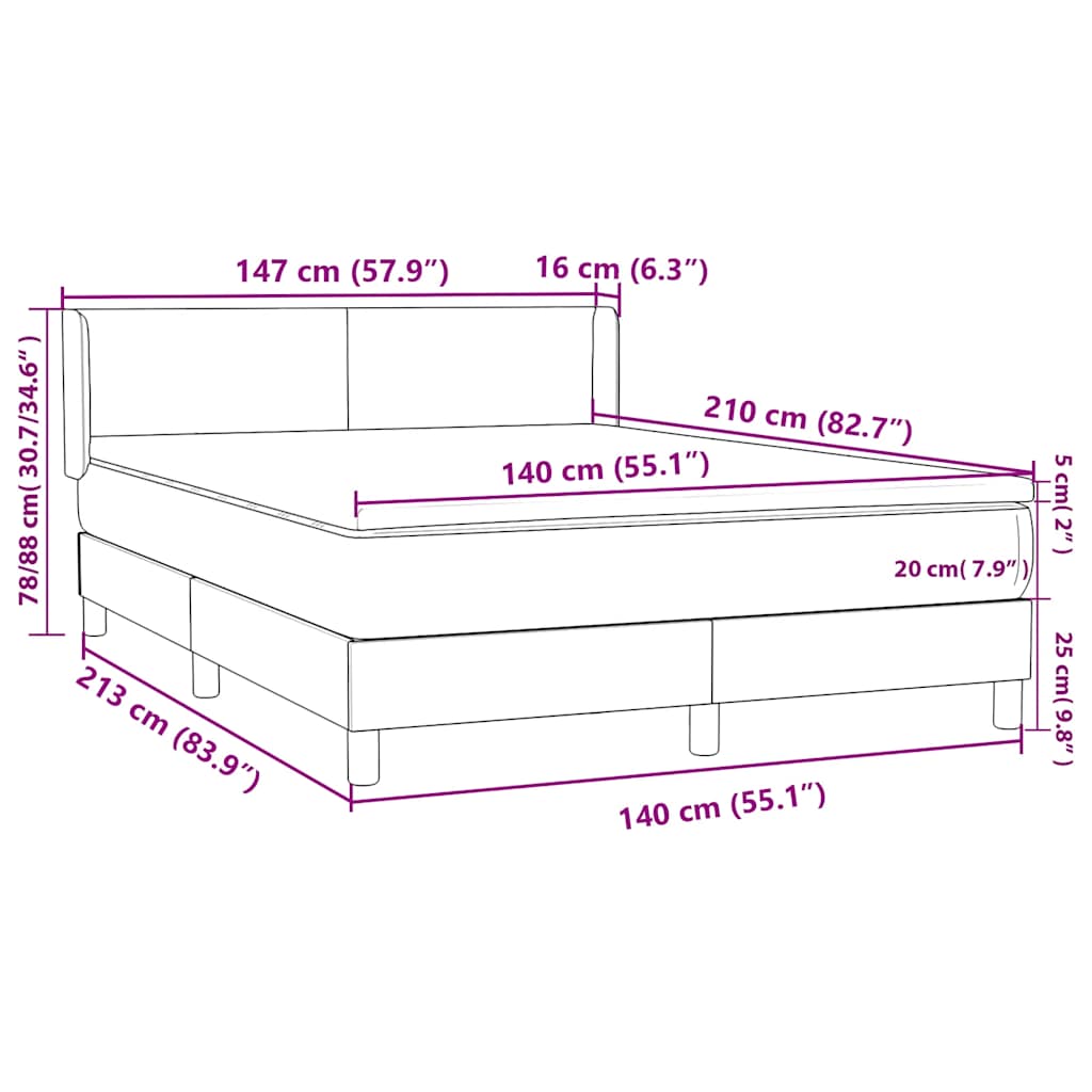 Krevet s oprugama i madracem ružičasti 140x210 cm baršunasti