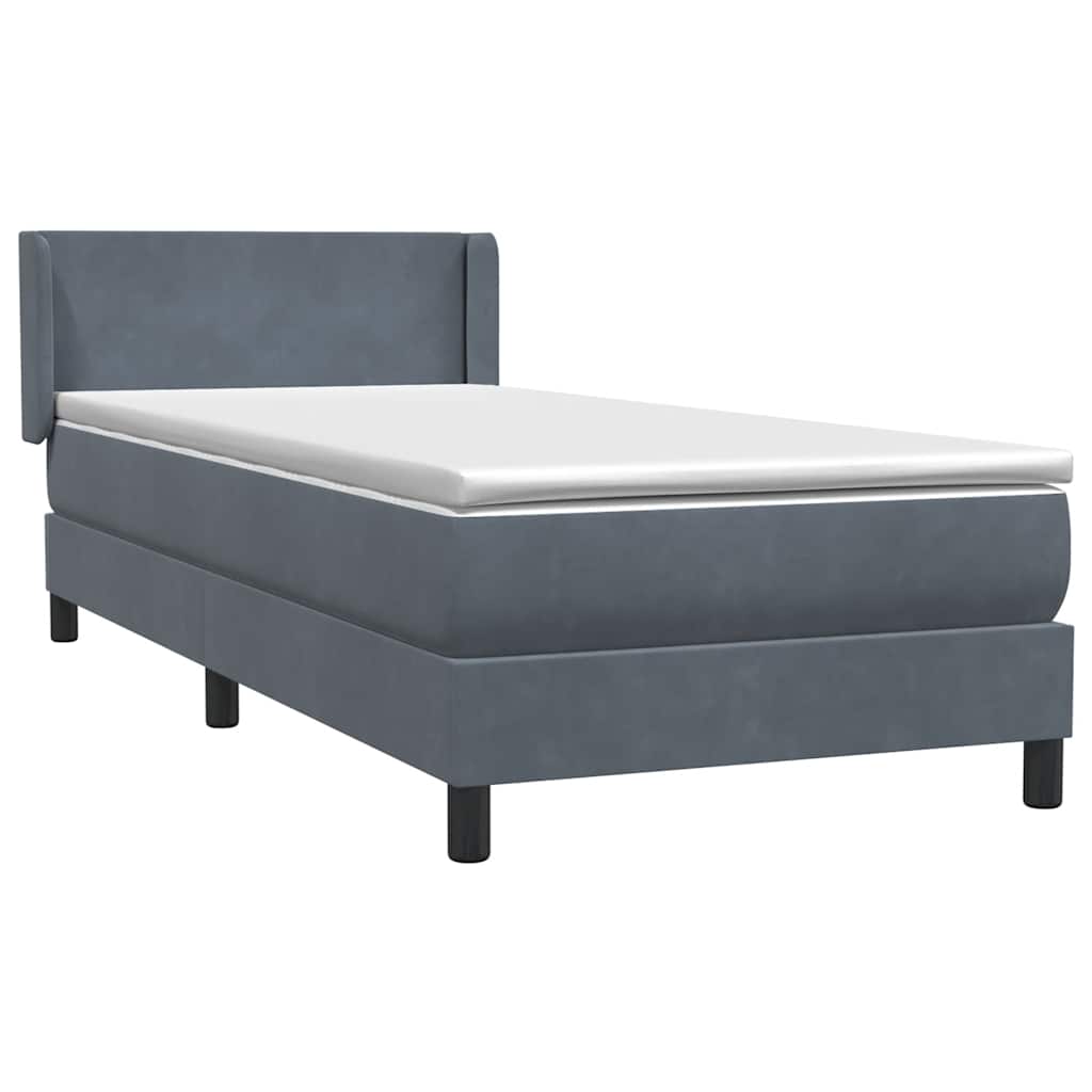 Box spring krevet s madracem tamnosivi 80 x 220 cm baršunasti