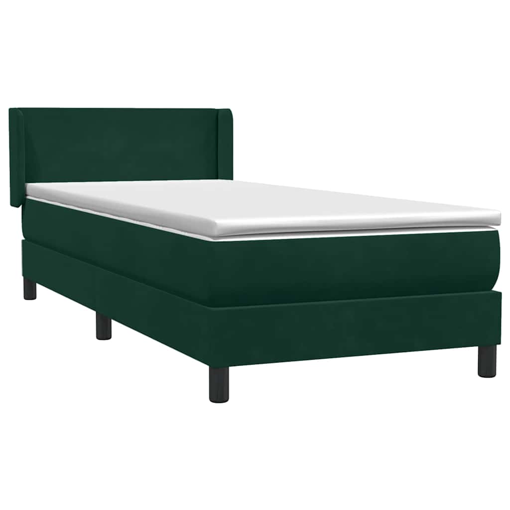 Box Spring krevet s madracem tamnozeleni 80x220 cm baršun