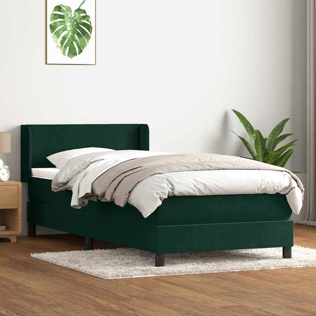 Box Spring krevet s madracem tamnozeleni 80x220 cm baršun