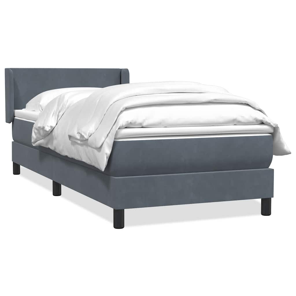 Box spring krevet s madracem tamnosivi 90x220 cm baršunasti