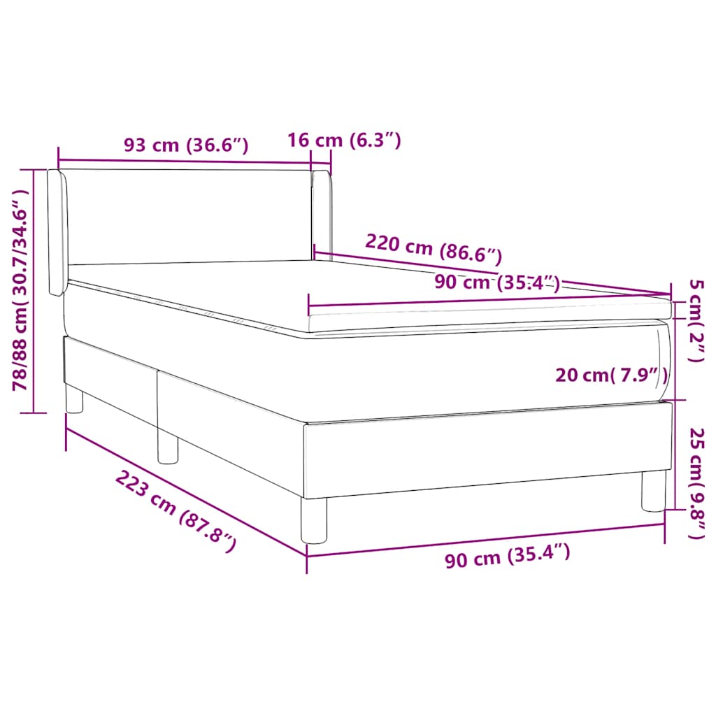 Box spring krevet s madracem ružičasti 90x220 cm baršunasti