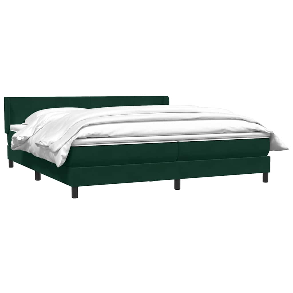 Krevet s oprugama i madracem tamnozeleni 180x220 cm baršunasti