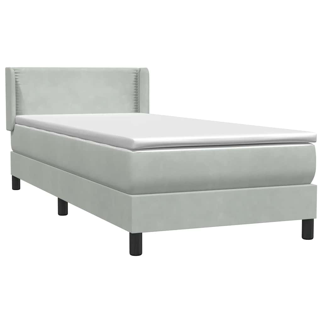 Box Spring krevet s madracem svijetlo sivi 90x210 cm baršun