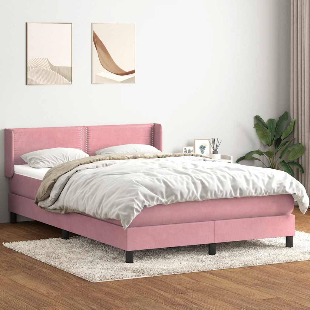Krevet s oprugama i madracem ružičasti 160x210 cm baršunasti
