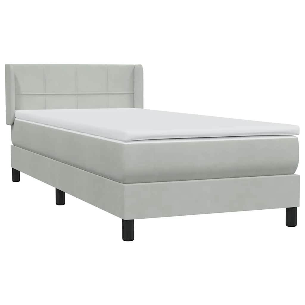 Box Spring krevet s madracem svijetlo sivi 80x210 cm baršun