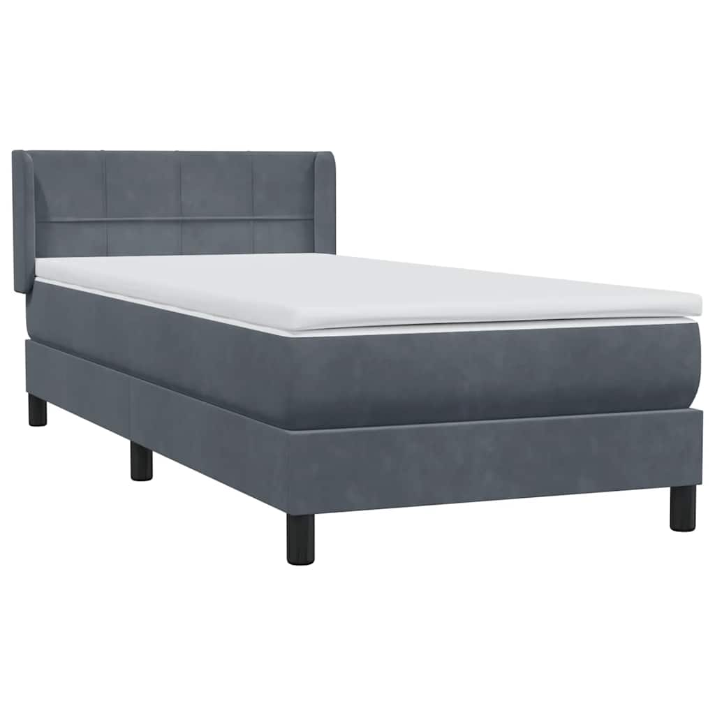 Box Spring krevet s madracem tamno sivi 80x210 cm baršun