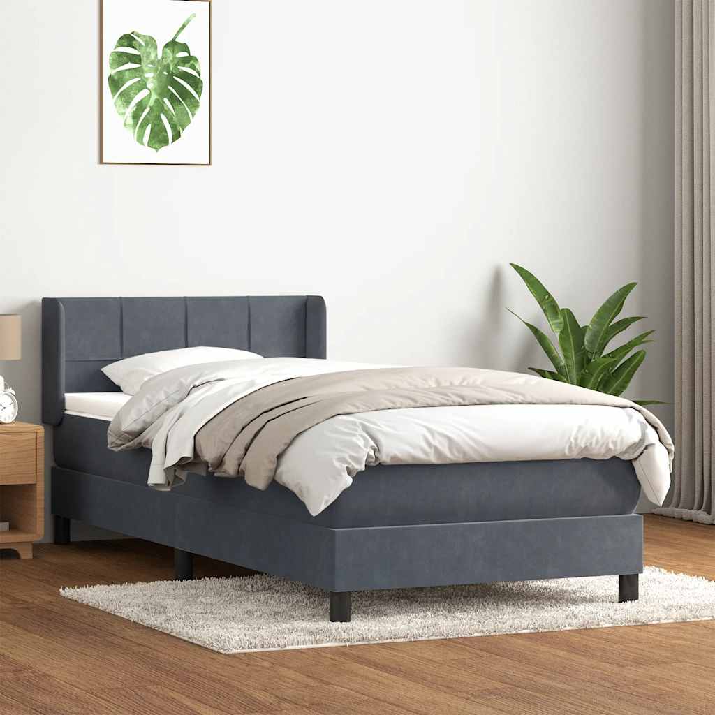 Box Spring krevet s madracem tamno sivi 80x210 cm baršun