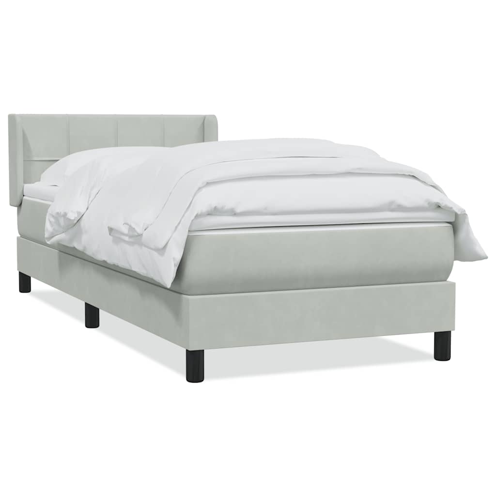 Box Spring krevet s madracem svijetlo sivi 90x210 cm baršun