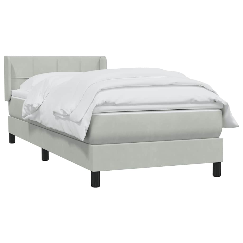 Box Spring krevet s madracem svijetlo sivi 90x210 cm baršun