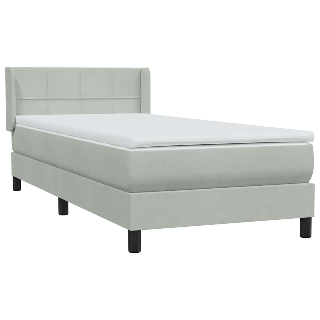 Box Spring krevet s madracem svijetlo sivi 90x210 cm baršun