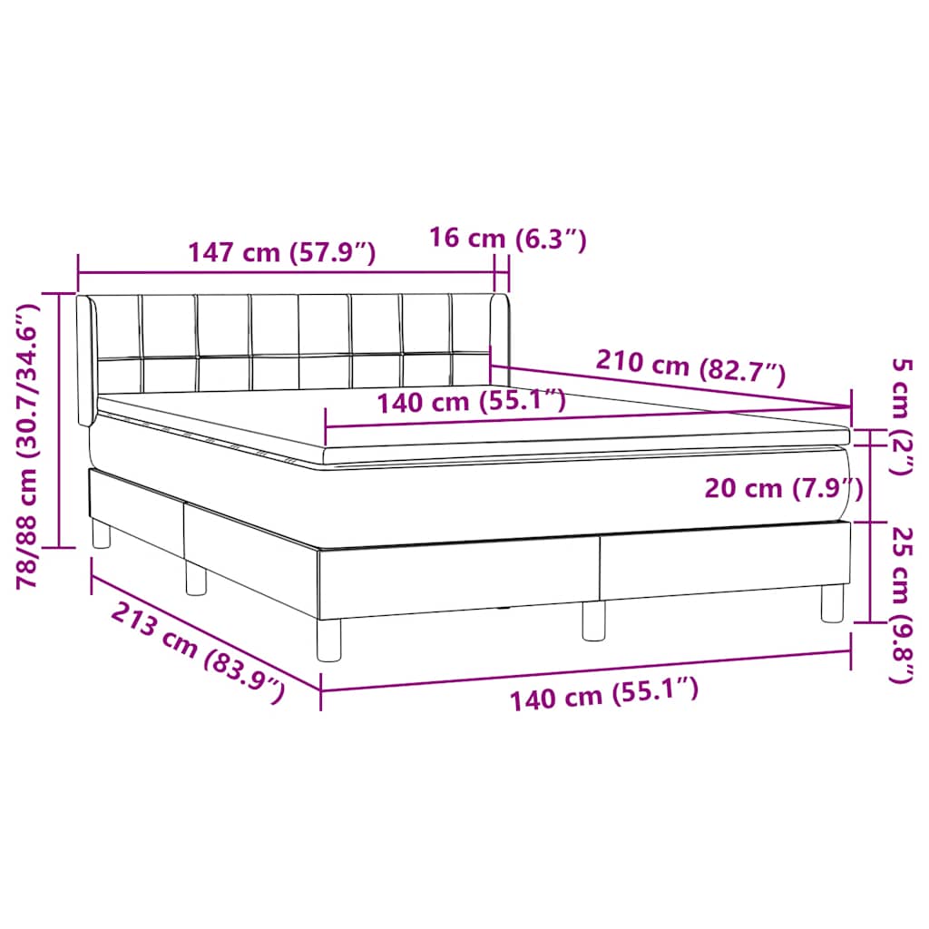Krevet s oprugama i madracem ružičasti 140x210 cm baršunasti