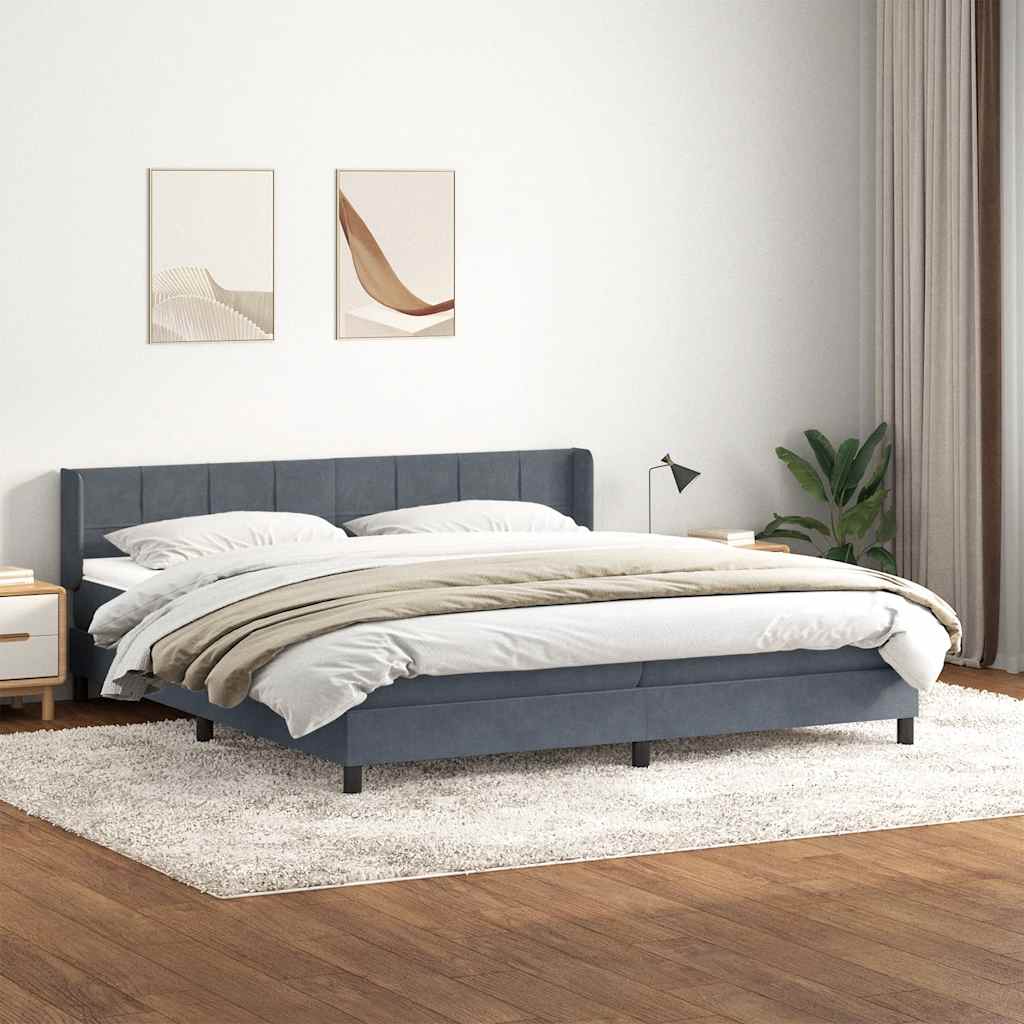 Krevet s oprugama i madracem tamnosivi 180x210 cm baršunasti