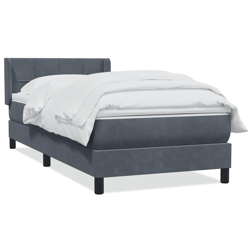 Box spring krevet s madracem tamnosivi 80 x 220 cm baršunasti