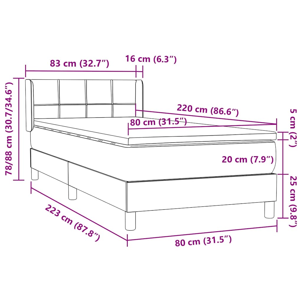Box spring krevet s madracem ružičasti 80 x 220 cm baršunasti