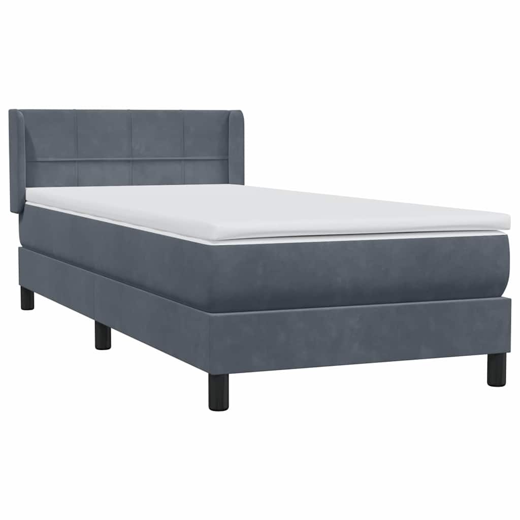 Box spring krevet s madracem tamnosivi 90x220 cm baršunasti