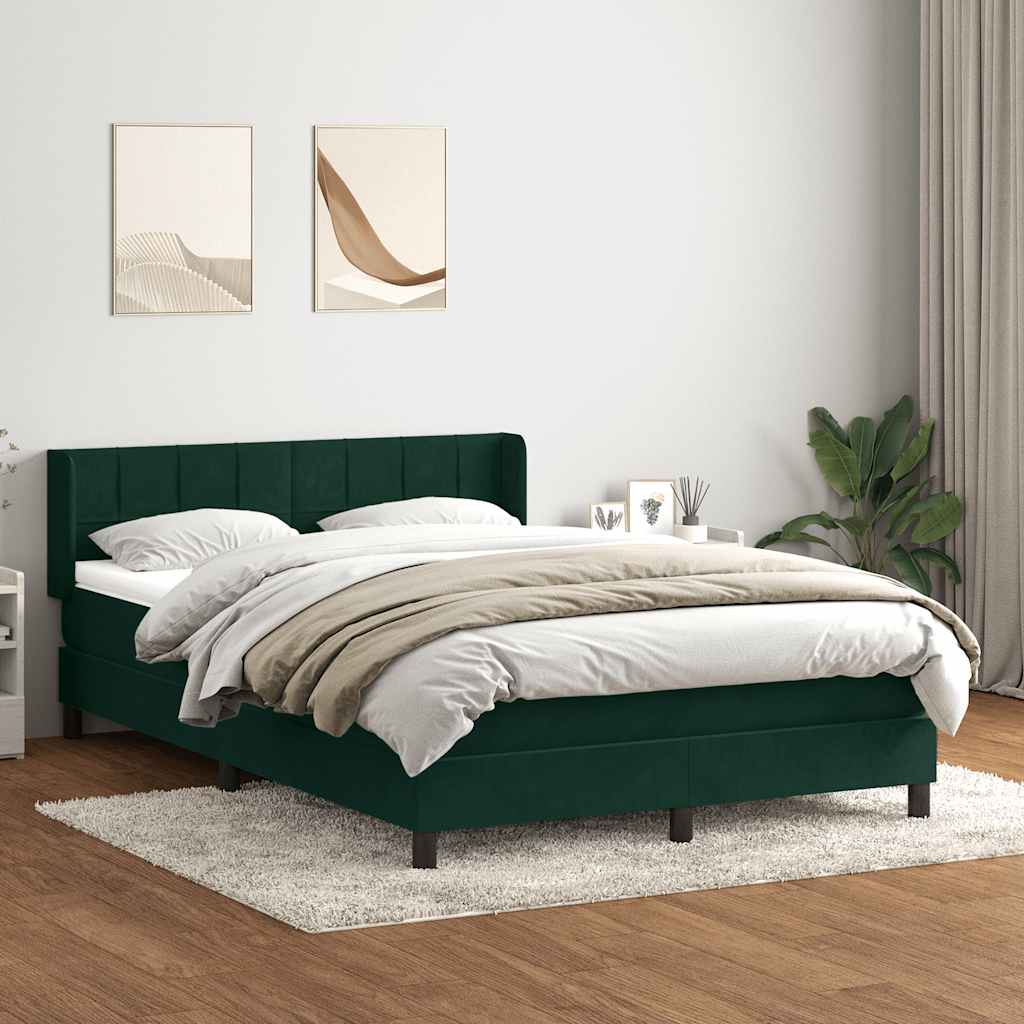 Box Spring krevet s madracem tamno zeleni 160x220 cm baršun