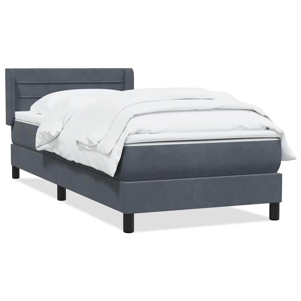 Box Spring krevet s madracem tamno sivi 80x210 cm baršun