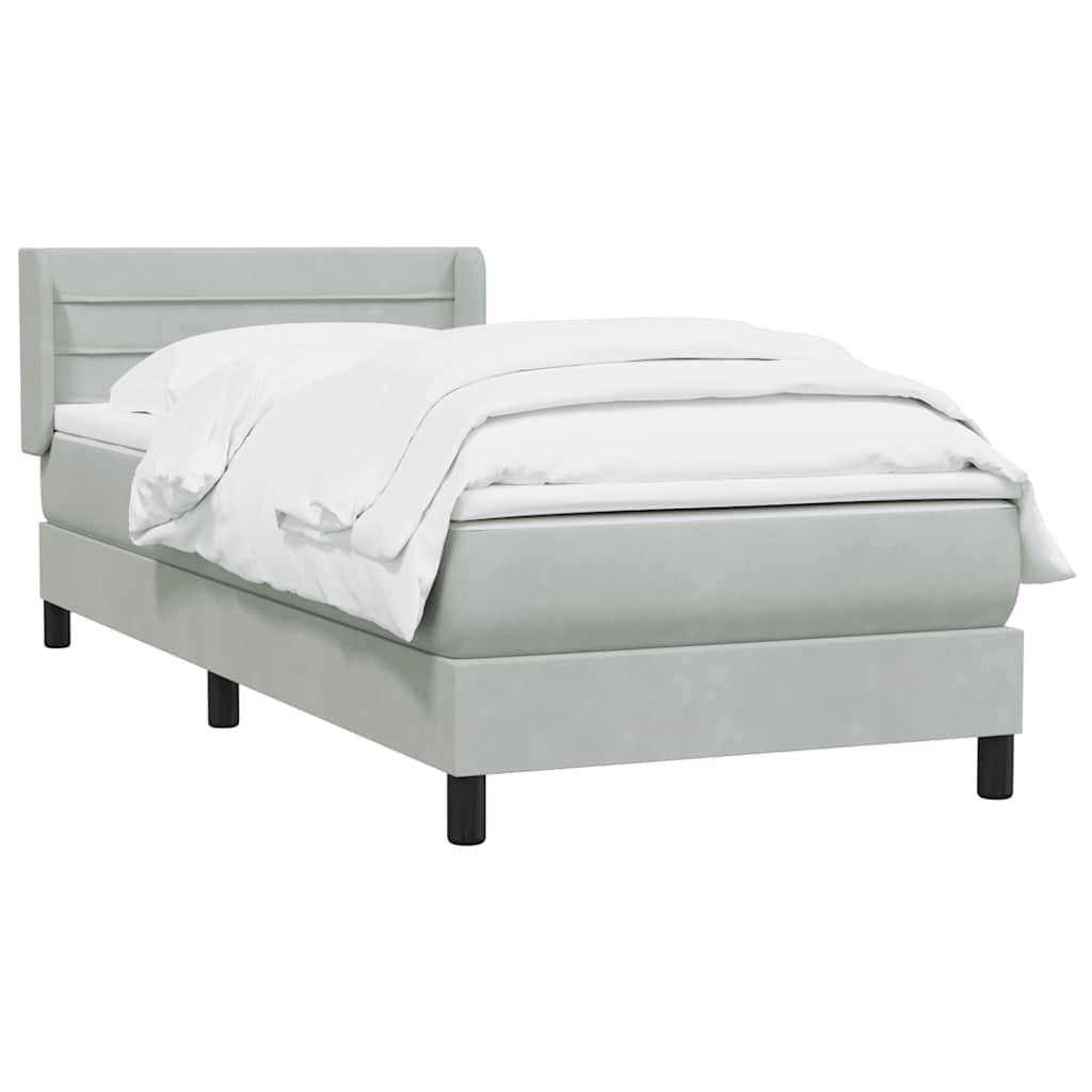 Box Spring krevet s madracem svijetlo sivi 90x210 cm baršun