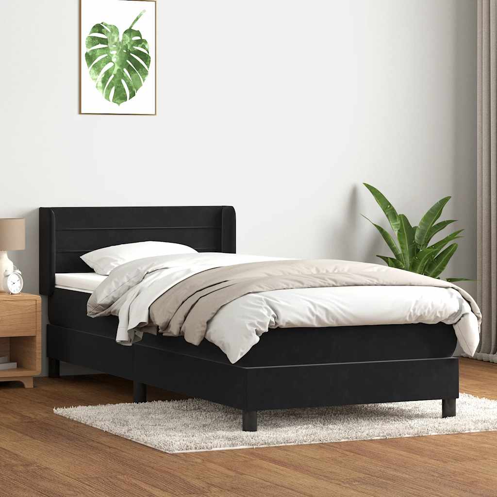 Box spring krevet s madracem crni 90x210 cm baršunasti