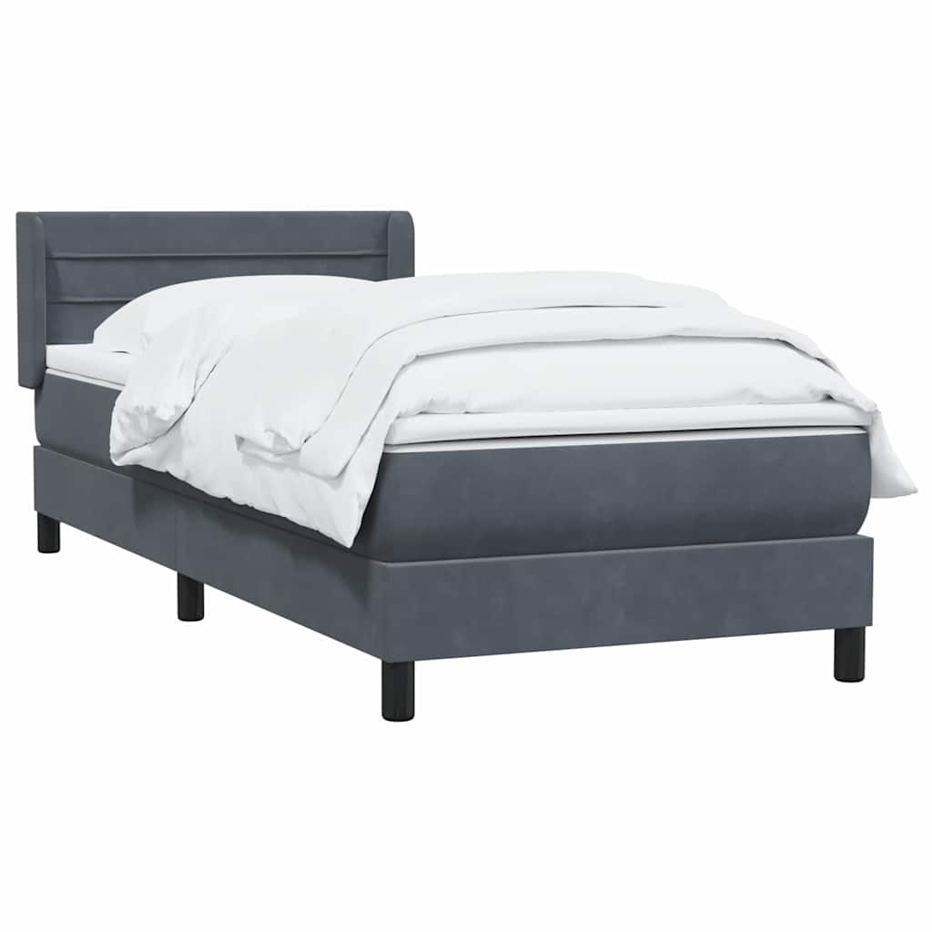 Box spring krevet s madracem tamnosivi 90x220 cm baršunasti