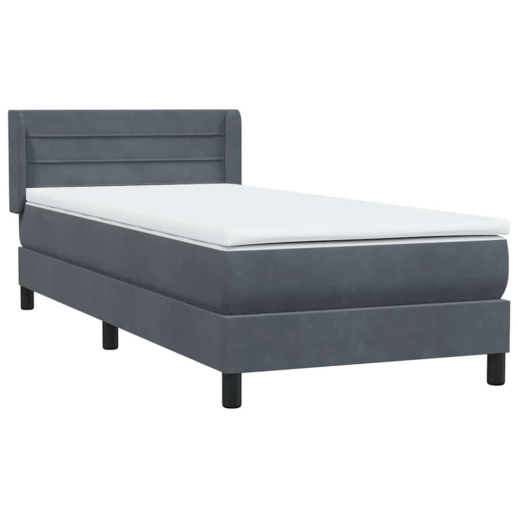 Box spring krevet s madracem tamnosivi 90x220 cm baršunasti