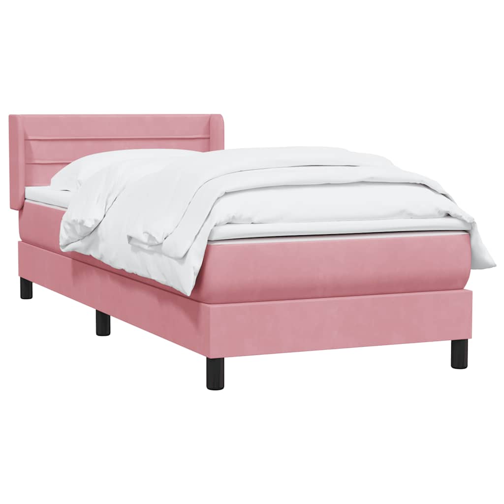 Box spring krevet s madracem ružičasti 90x220 cm baršunasti