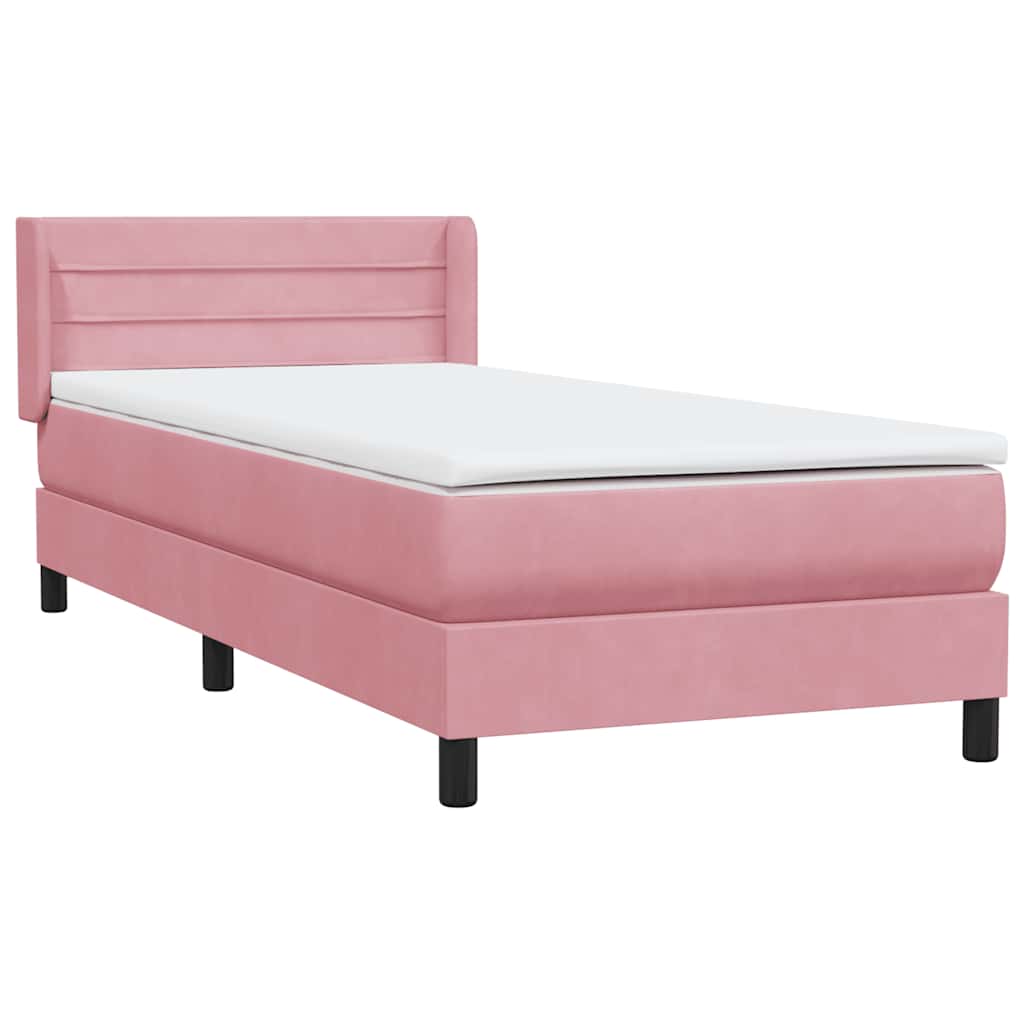Box spring krevet s madracem ružičasti 90x220 cm baršunasti