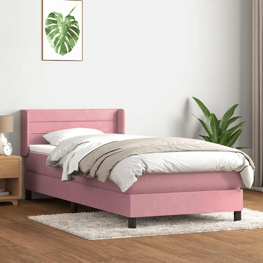 Box spring krevet s madracem ružičasti 90x220 cm baršunasti
