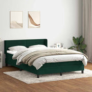 Box Spring krevet s madracem tamno zeleni 160x220 cm baršun