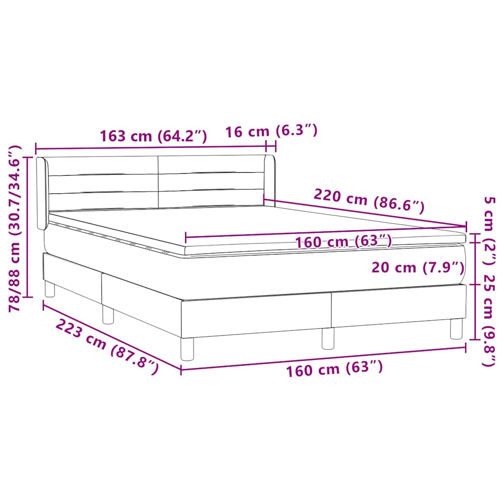 Box Spring krevet s madracem ružičasti 160x220 cm baršun