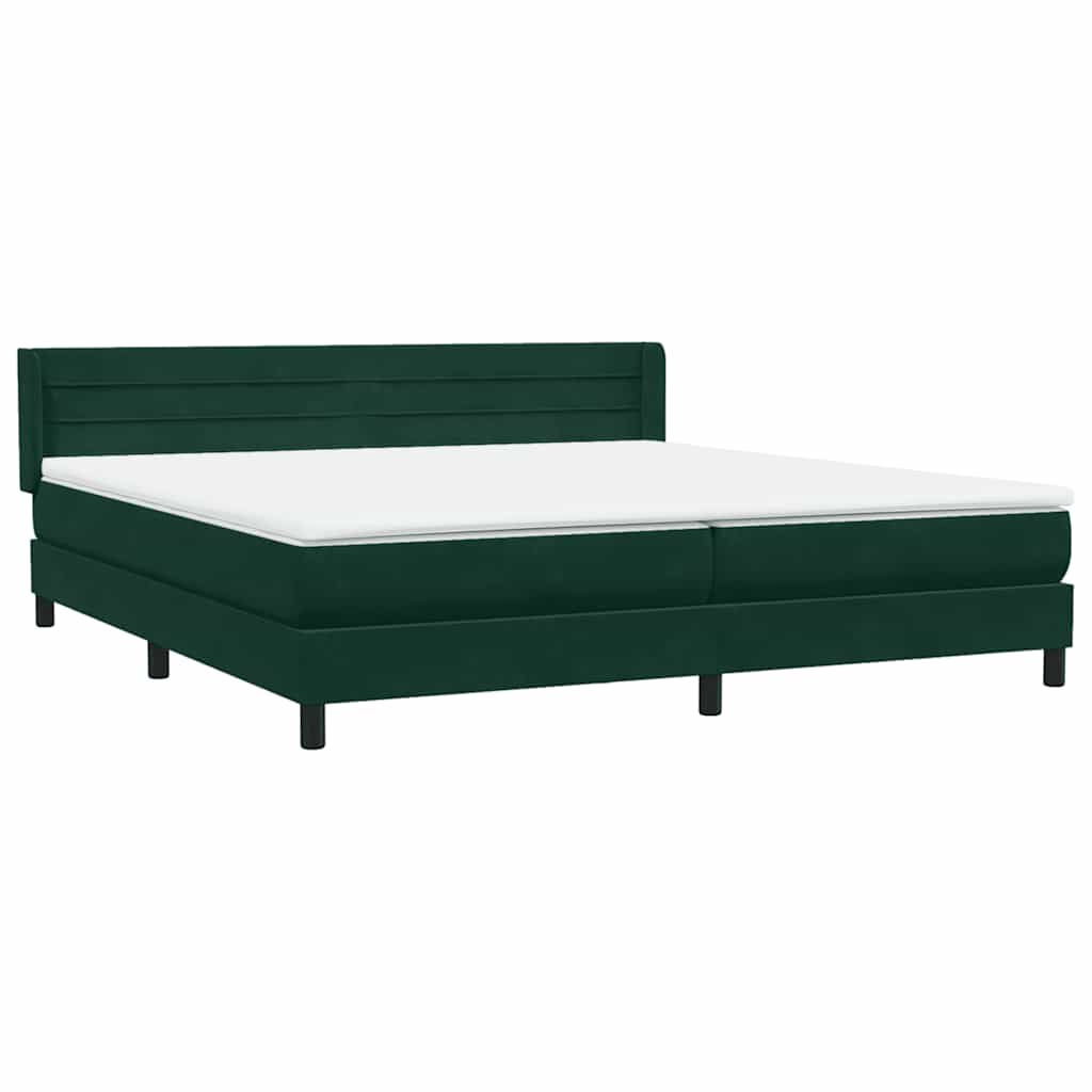 Box Spring krevet s madracem tamno zeleni 180x220 cm baršun