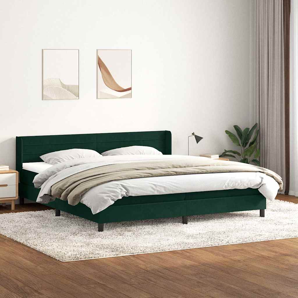 Box Spring krevet s madracem tamno zeleni 180x220 cm baršun