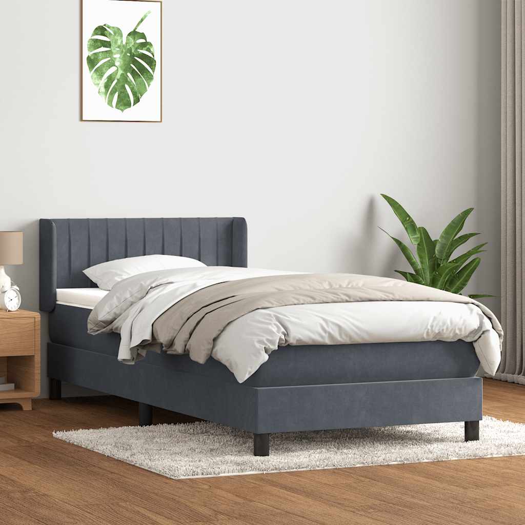 Box Spring krevet s madracem tamno sivi 80x210 cm baršun