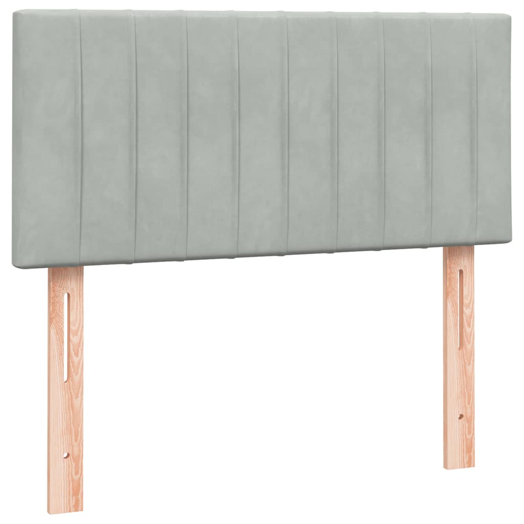 Box Spring krevet s madracem svijetlo sivi 90x210 cm baršun