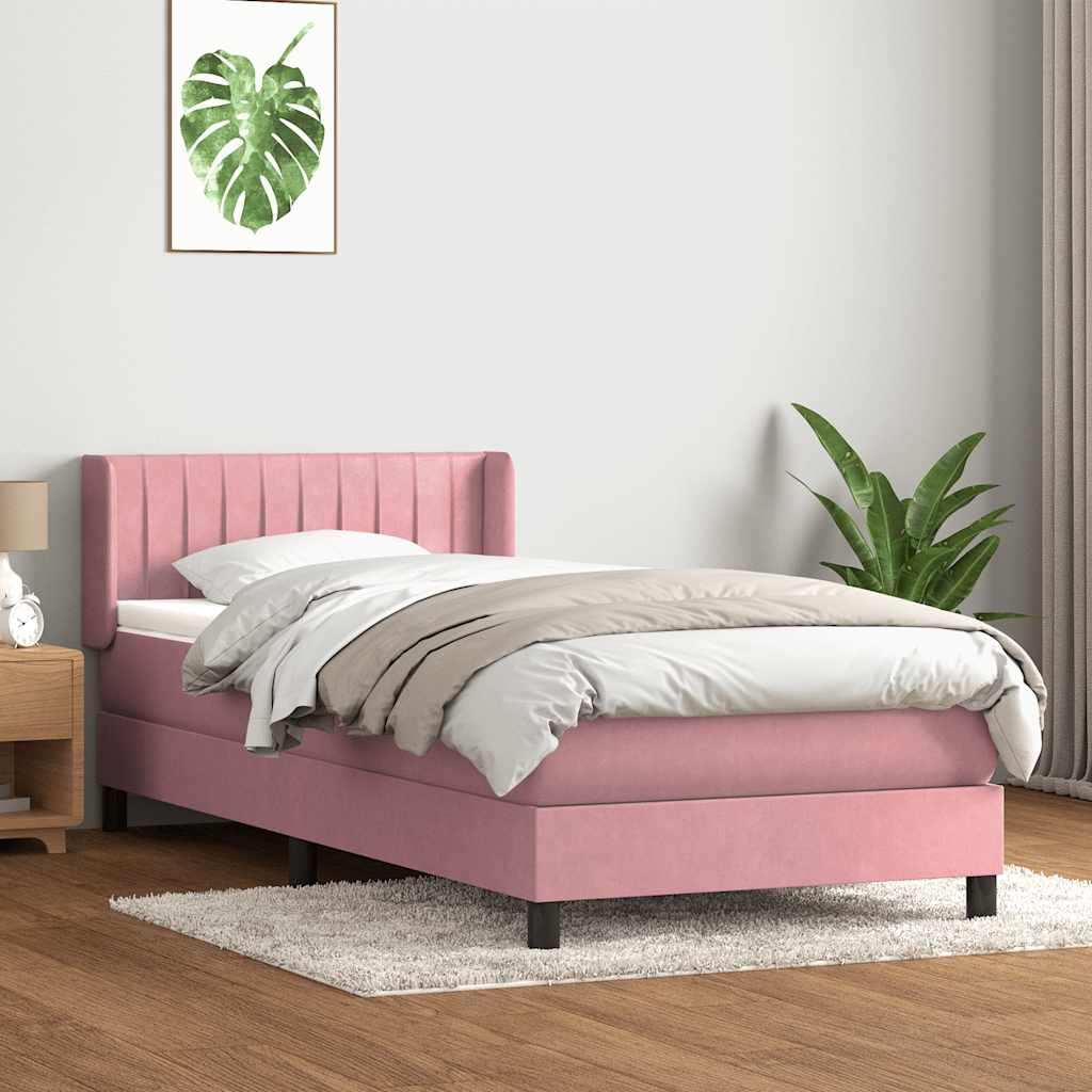 Box Spring krevet s madracem ružičasti 90x210 cm samt